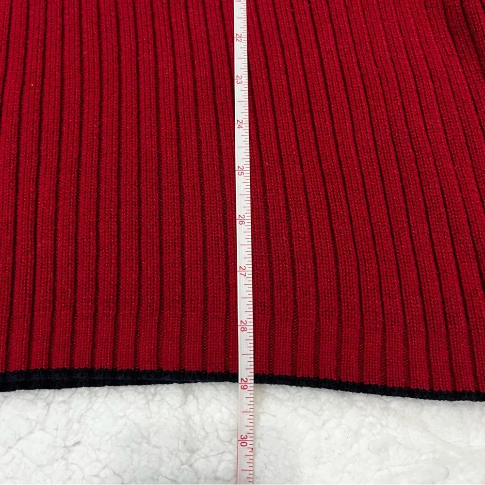 Nautica Sweater Men's Size L Mock Neck Pullover Navy Red Long Sleeve Zip
